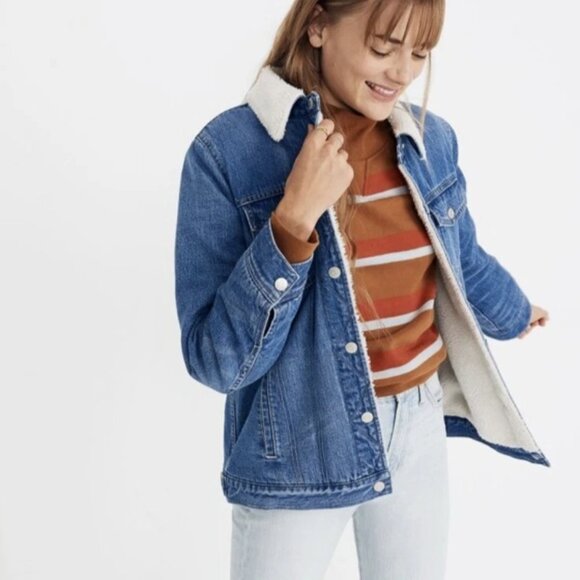 Madewell Women's Size XS Oversized Sherpa Jean Jacket - Picture 1 of 6